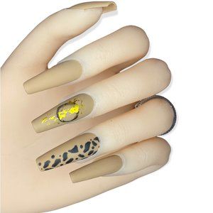 Matte Gold Leopard Press-on Nails